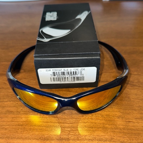 Oakley Other - Oakley Scar Midnight Blue Sunglasses with Fire Lenses NWT